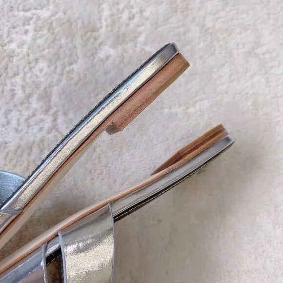 Saint Laurent Silver Leather Tribute Flat Mules - Picture 5 of 7